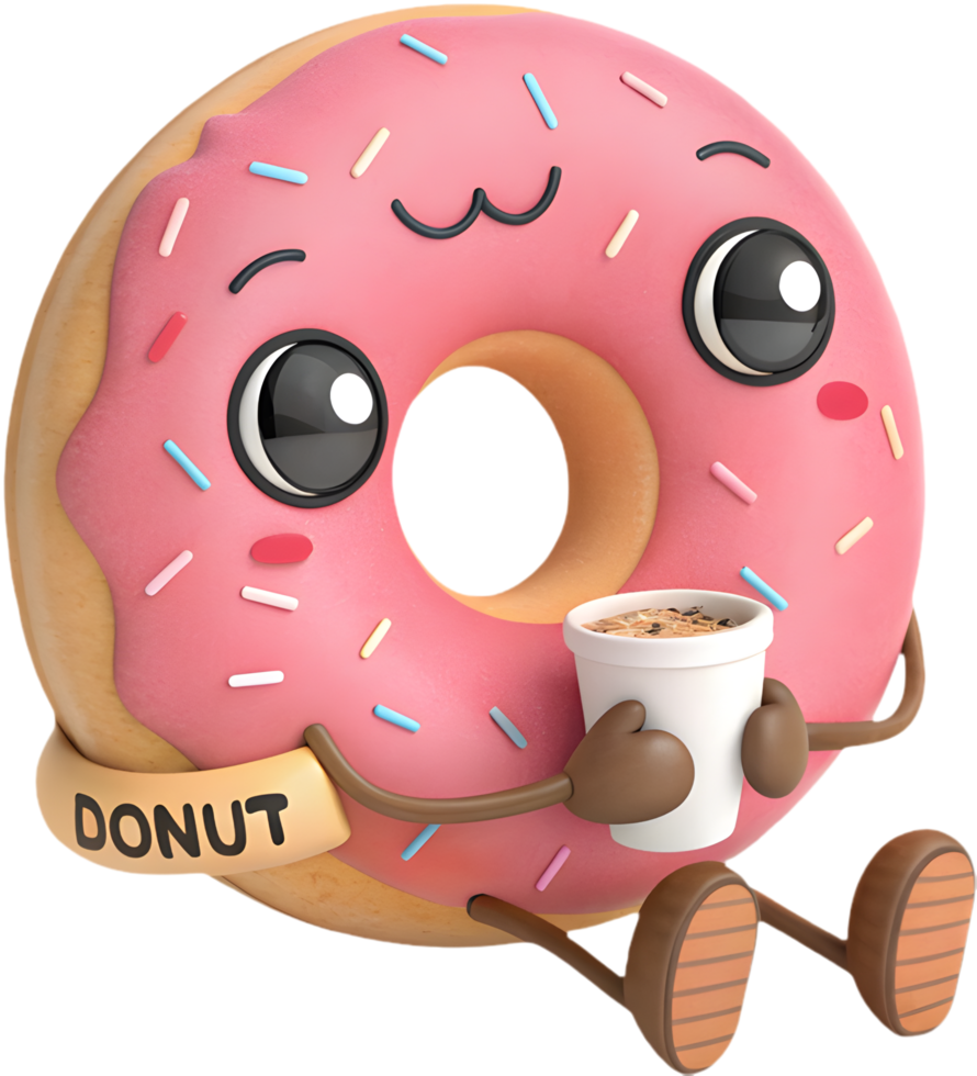 Bright doughnut clipart with fun and joyful cartoon charm. . png