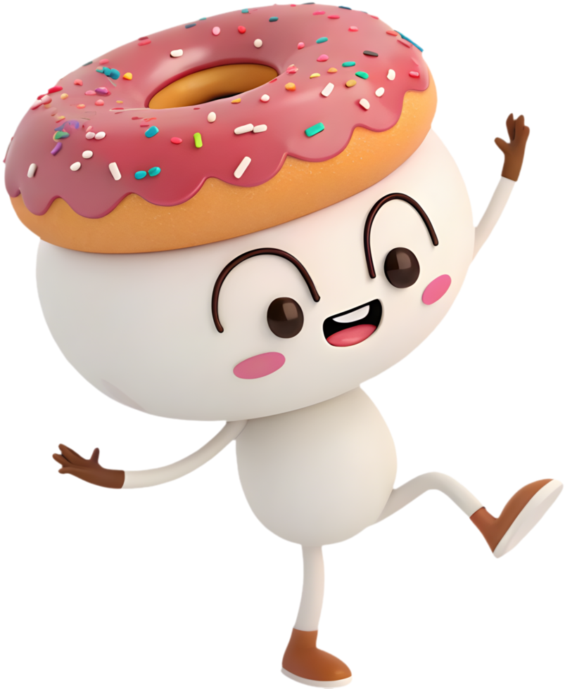 Cute and playful doughnut clipart with bright, joyful colors. . png
