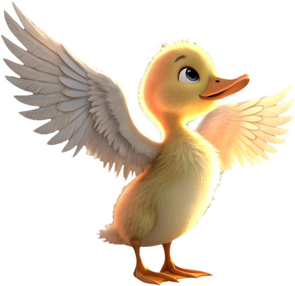 Joyful duckling clipart showcasing cute and cheerful cartoon characters. . png