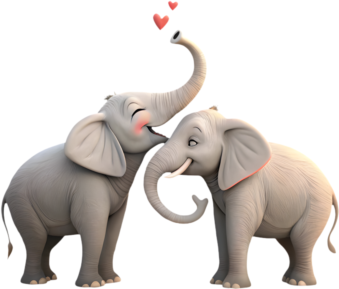 Elephant couple clipart perfect for wedding and love themes. . png