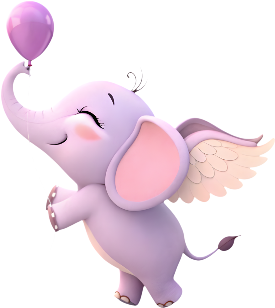 Lovely elephant with majestic wings perfect for fantasy. . png