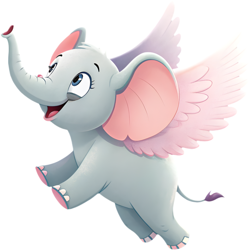 Lovely elephant with wings clipart for enchanted designs. . png