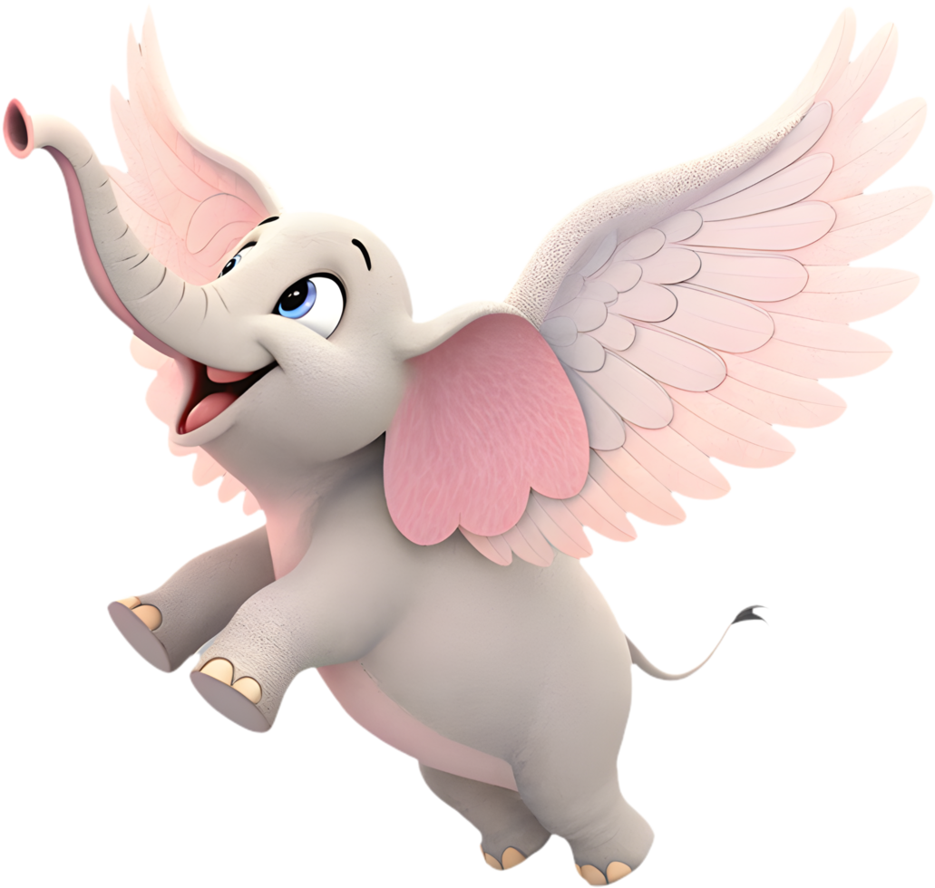 Lovely elephant with majestic wings for magical designs. . png