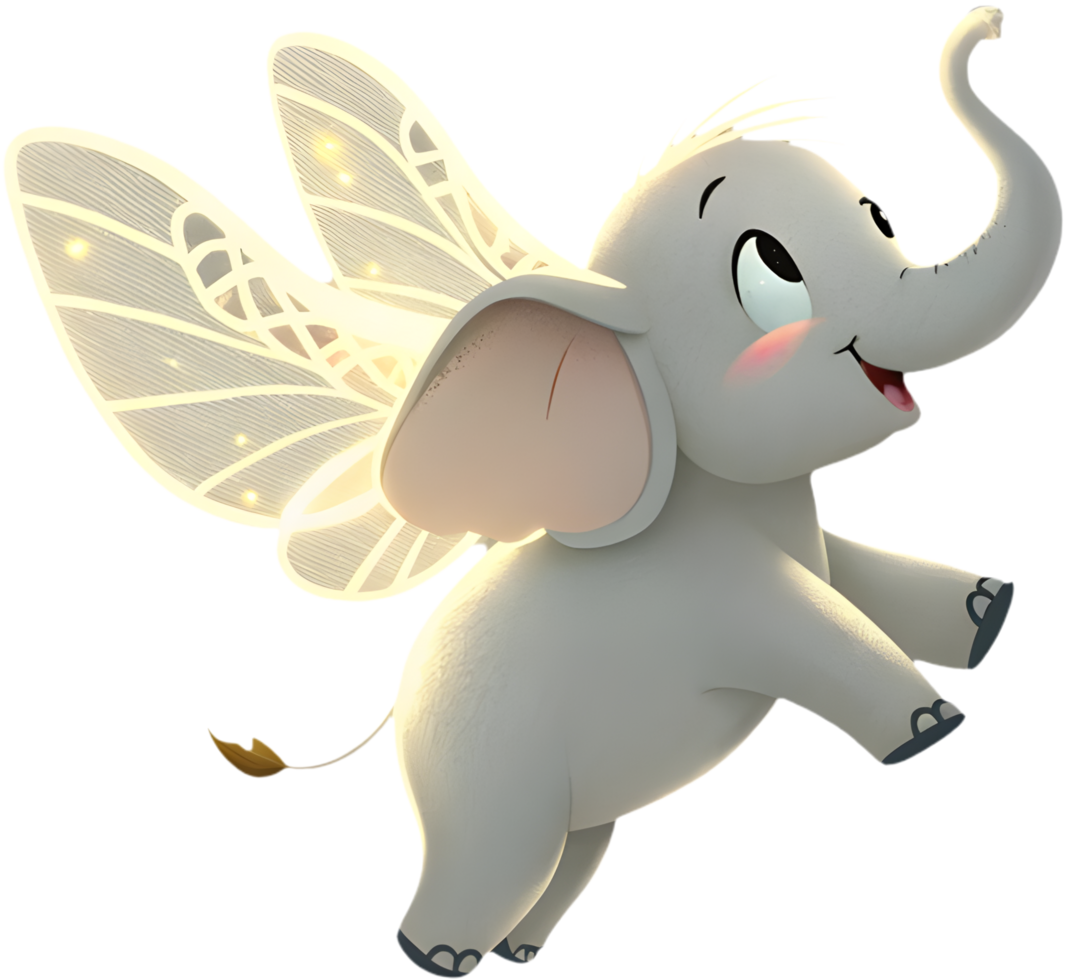Majestic elephant with wings perfect for dreamlike designs. . png