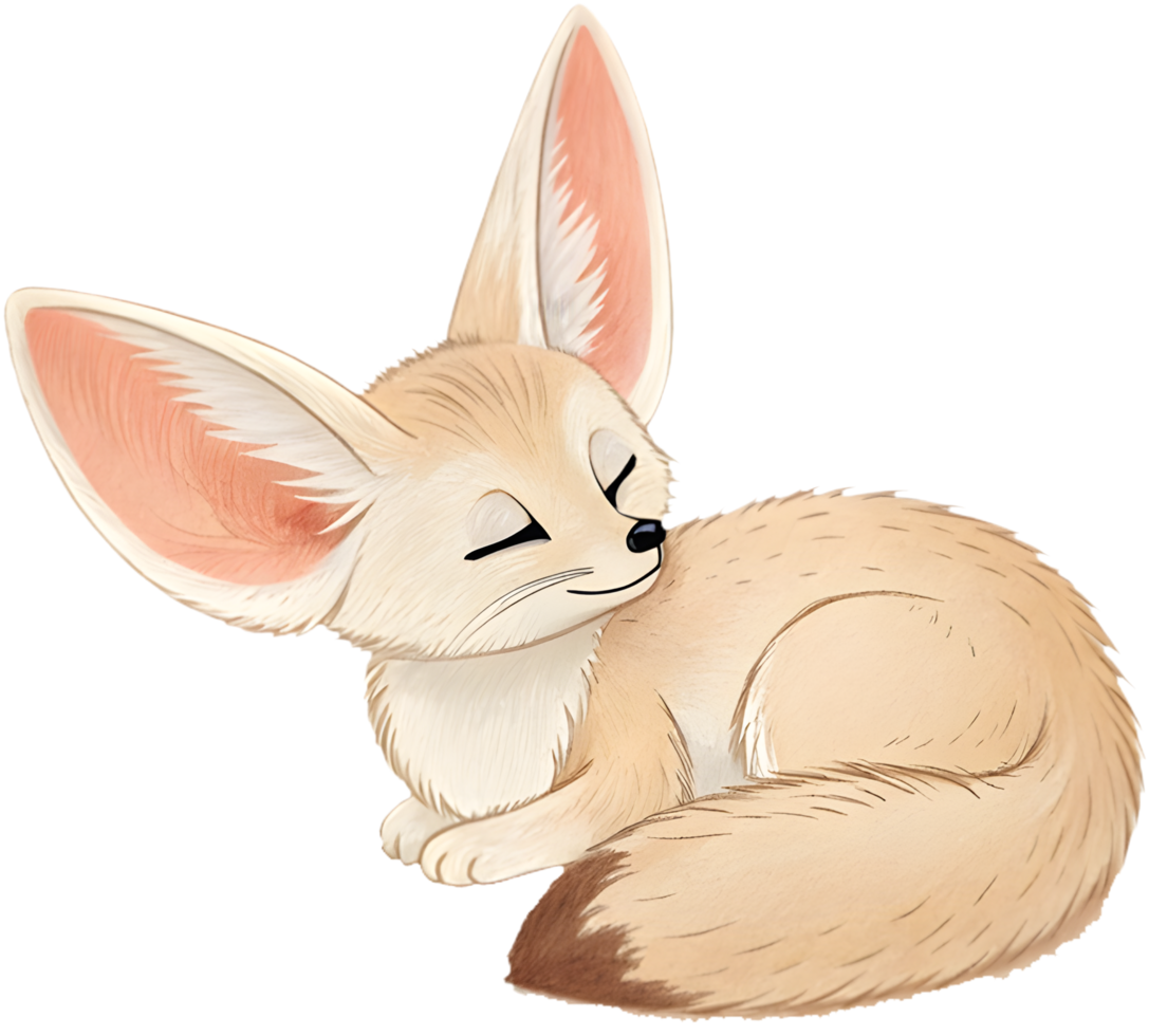 Charming Fennec Foxes cartoon clipart for playful art. . png