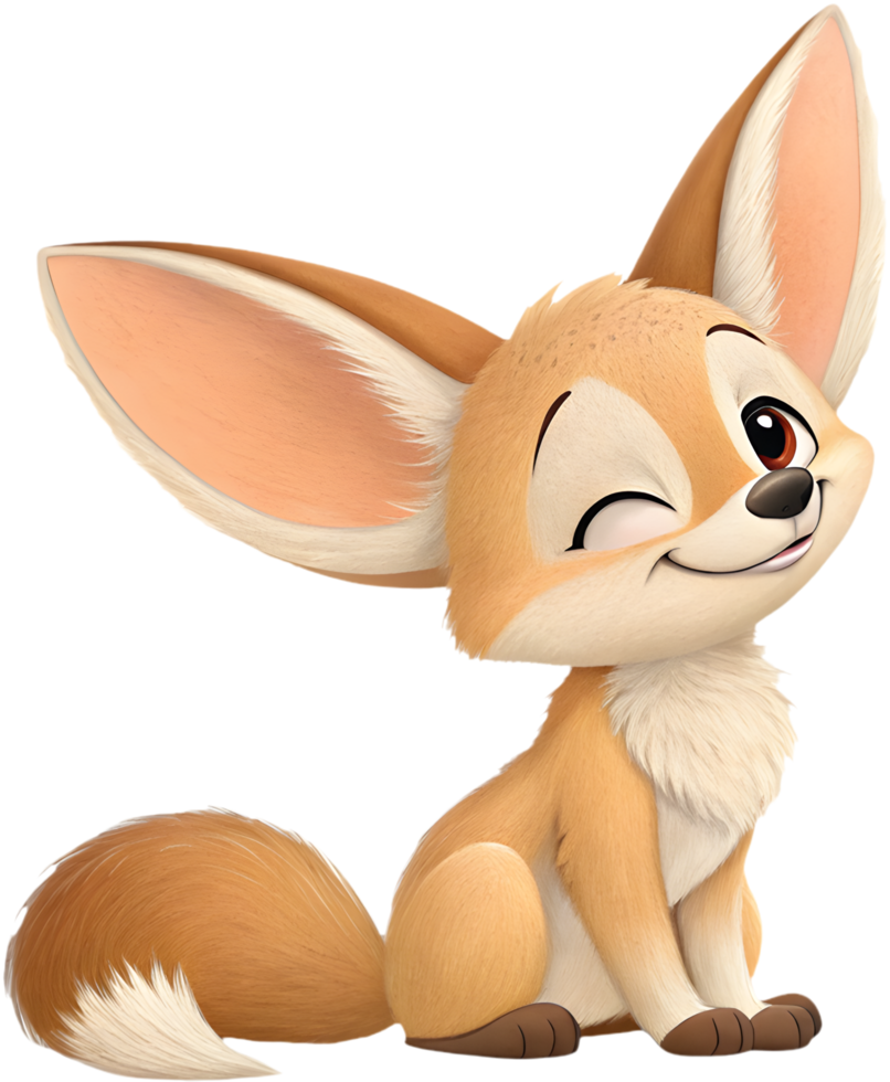 Playful Fennec Foxes cartoon clipart for animal lovers. . png