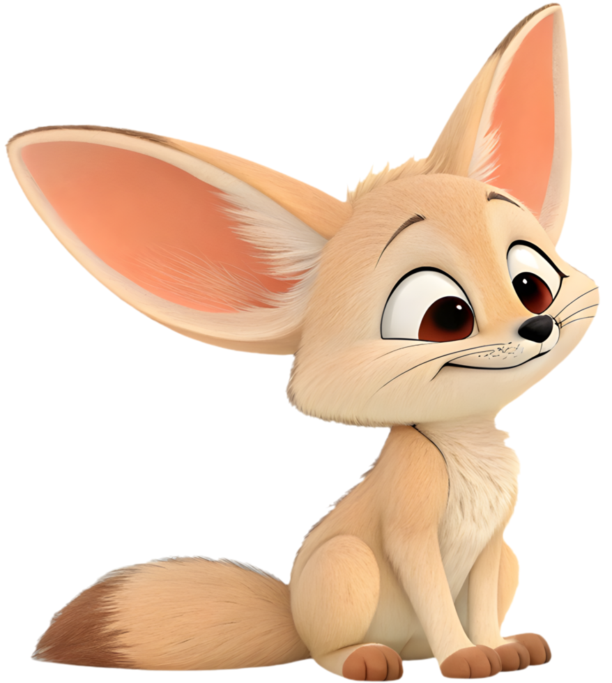 Fennec Foxes cartoon clipart with expressive, charming features. . png