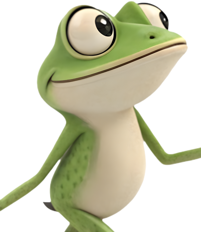 Playful frog cartoon clipart ideal for colorful designs. . png