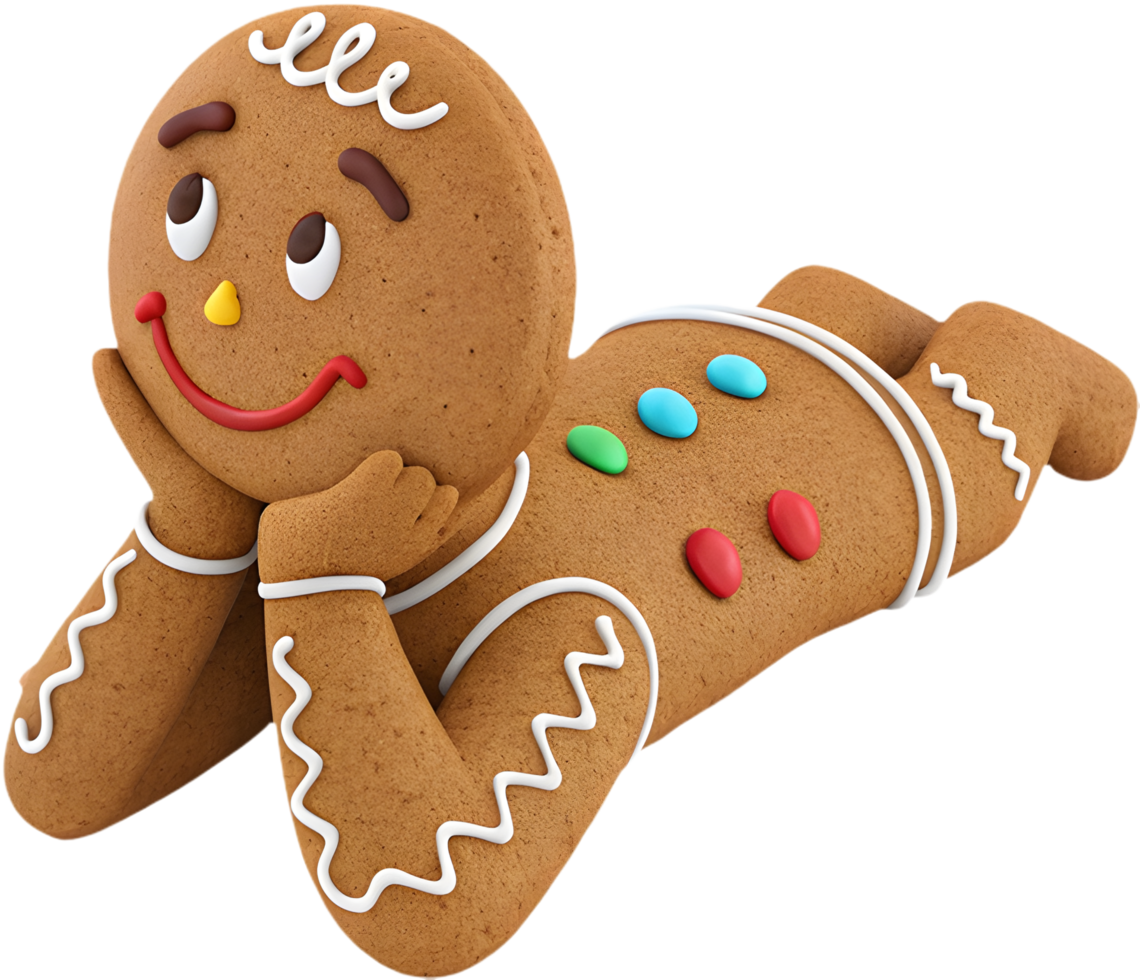 Cute gingerbread cookie cartoon clipart perfect for holiday projects. . png