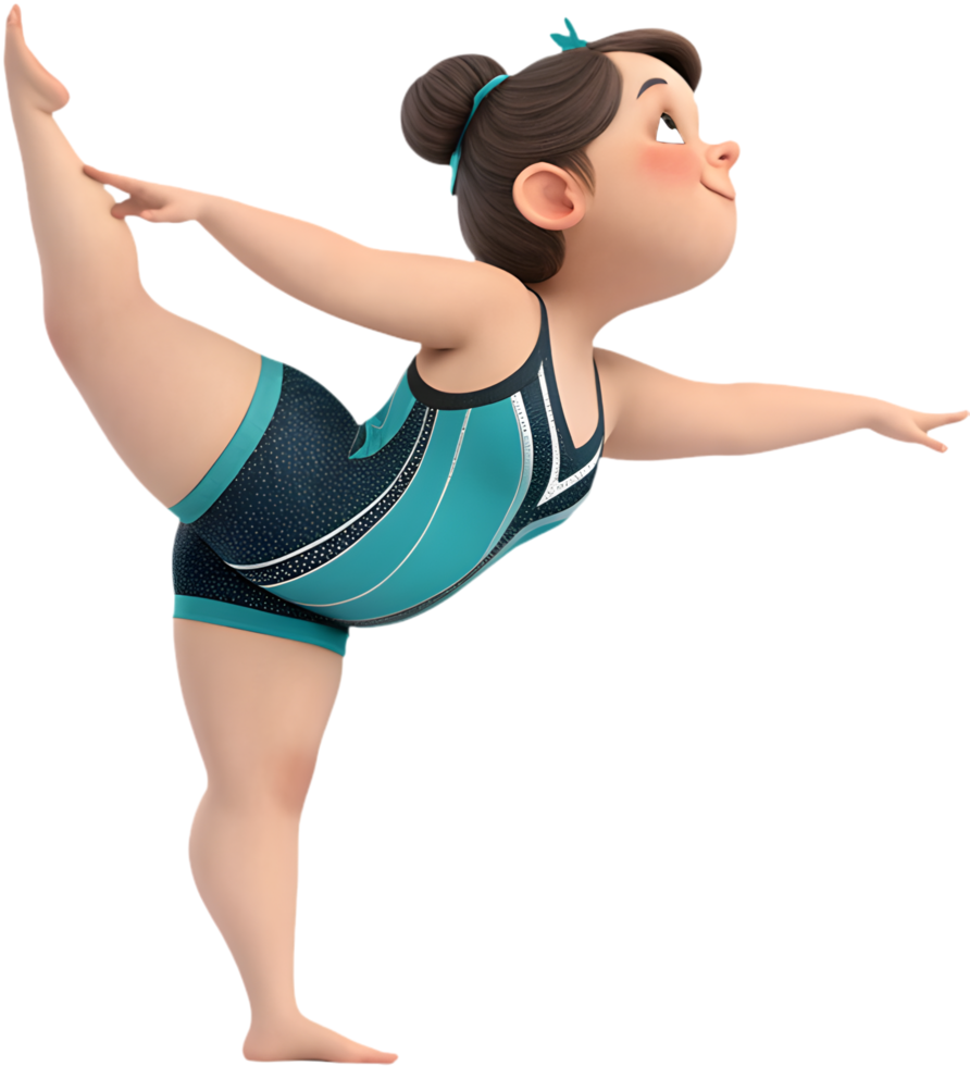 High-energy girl gymnast performing dynamic acrobatic poses. . png