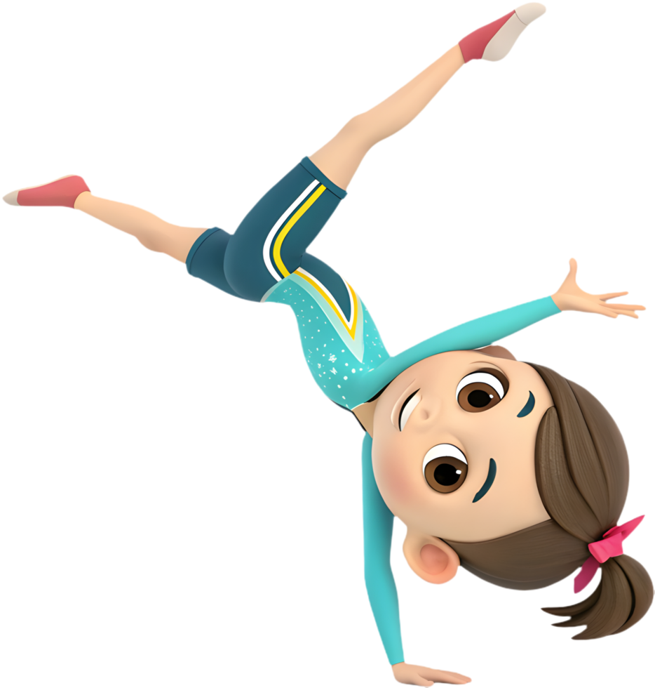 Flexible gymnastics girl performing acrobatic tricks for projects. . png