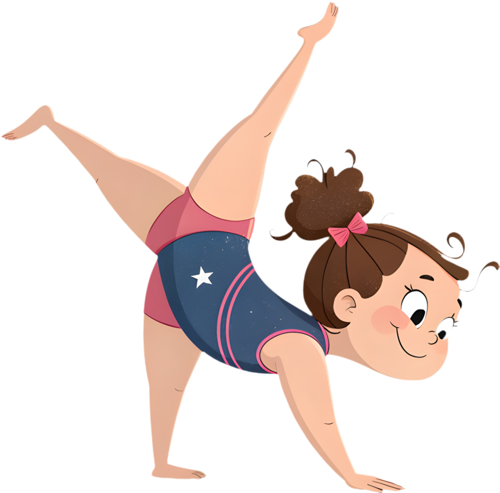 Flexible gymnastics girl in acrobatic poses for artwork. . png