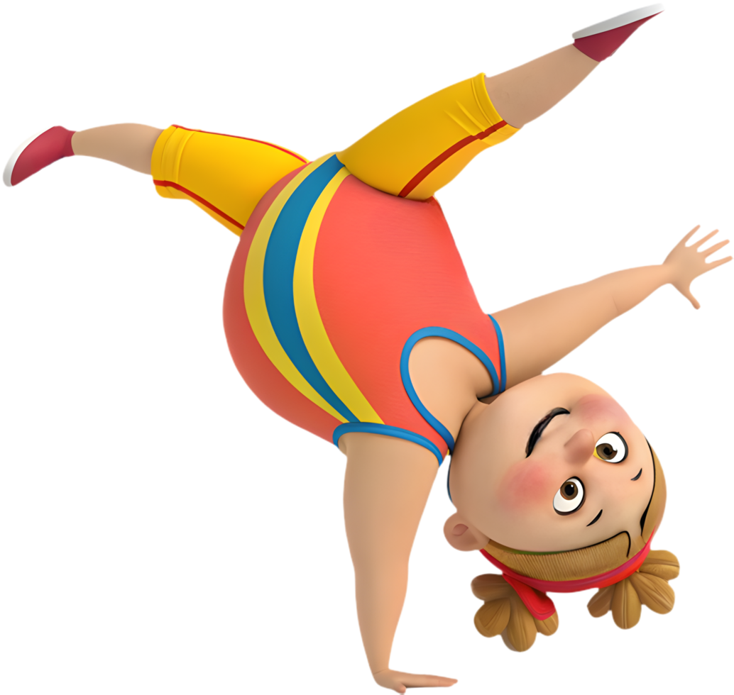 Gymnast performing acrobatic poses, perfect for creative projects. . png