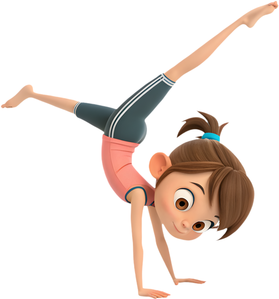 Gymnastics girl in action with vibrant acrobatic poses. . png
