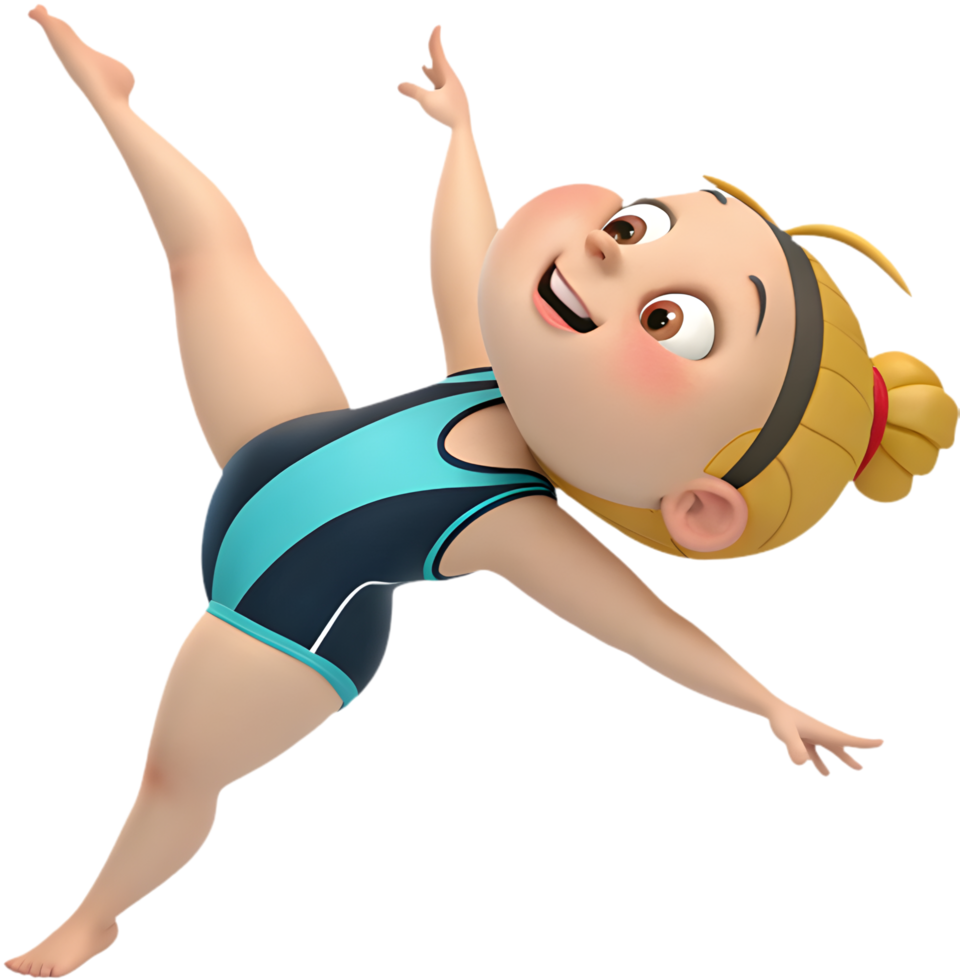 Girl gymnast in action with energetic acrobatic poses. . png
