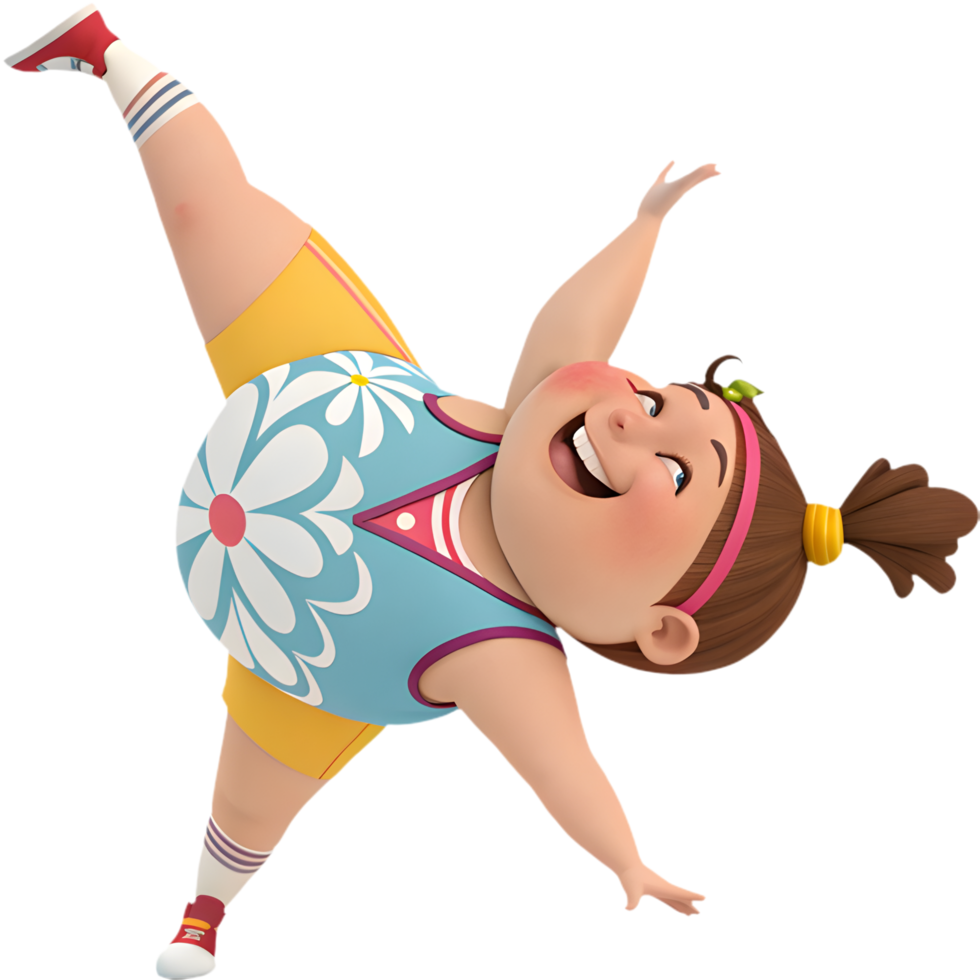 Acrobat girl performing impressive gymnastics poses for design. . png