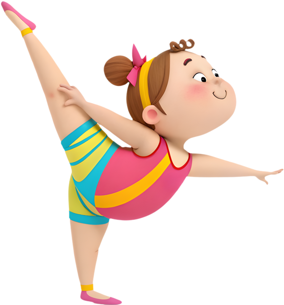 Dynamic girl in gymnastics outfit for acrobatic pose clipart. . png