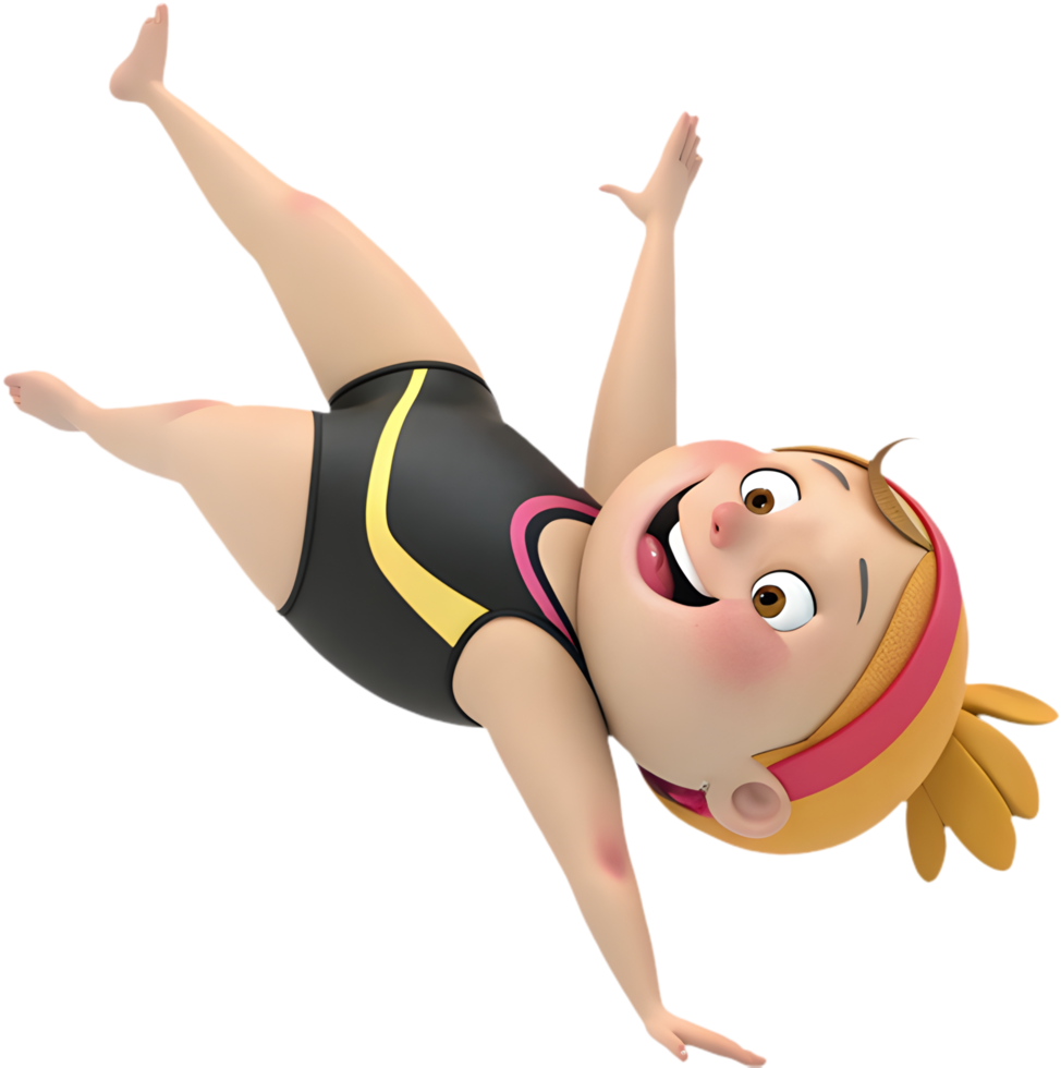 Flexible girl in gymnastics outfit showcasing acrobatic poses clipart. . png