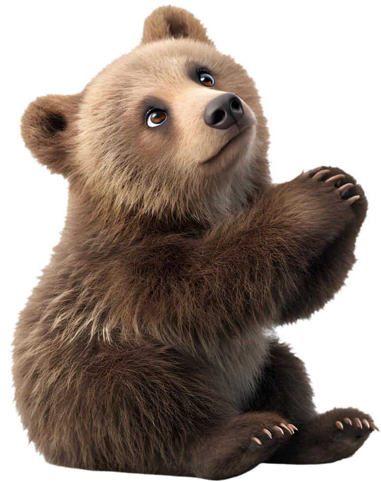 Playful Grizzly bear cartoon with strong, friendly expression. . png