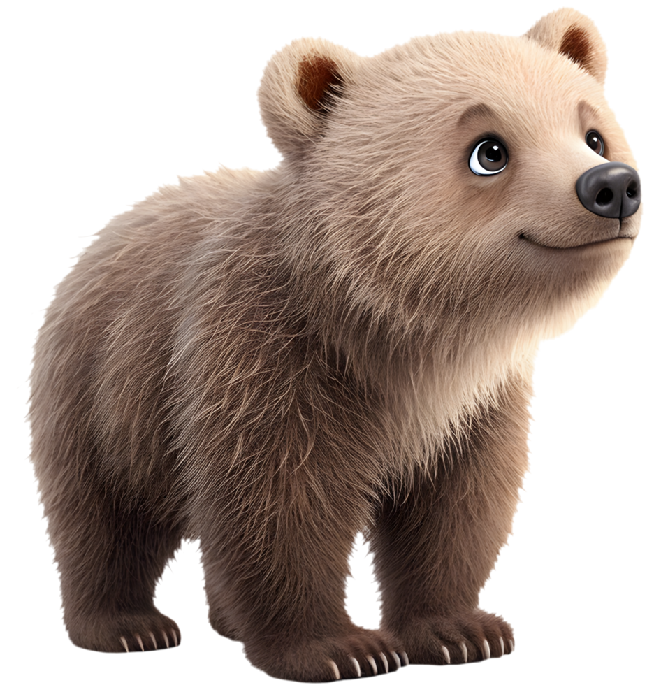 Cheerful Grizzly bear cartoon with adorable design features. . png