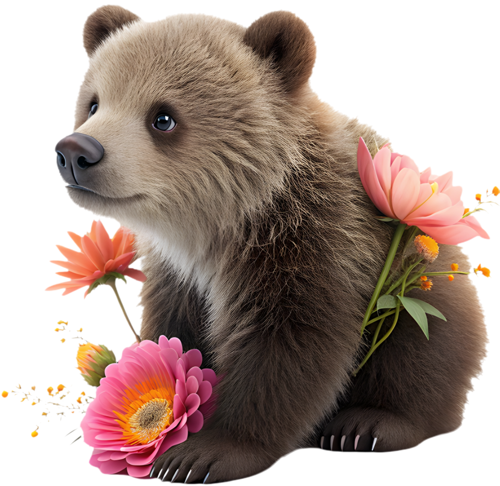 Grizzly bear cartoon character with playful expression clipart. . png