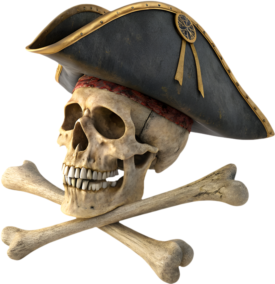 Unique Jolly Roger Skull for Nautical Pirate Creations. . png