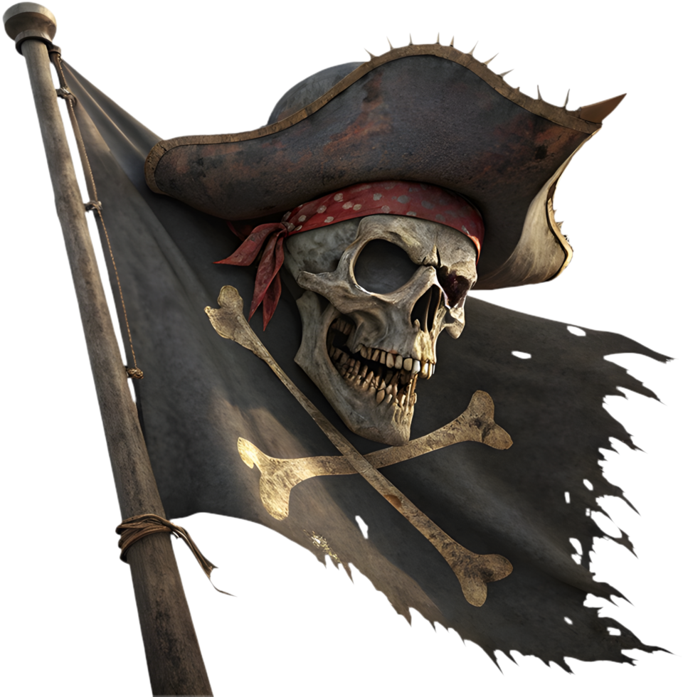 Pirate Artwork Featuring Intricate Jolly Roger Skull Graphics. . png