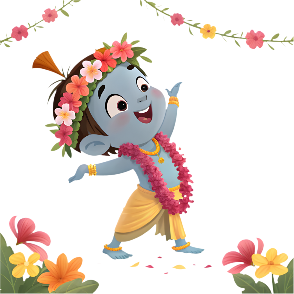 Krishna Cartoon Art for Mythological Themed Design Concepts. . png