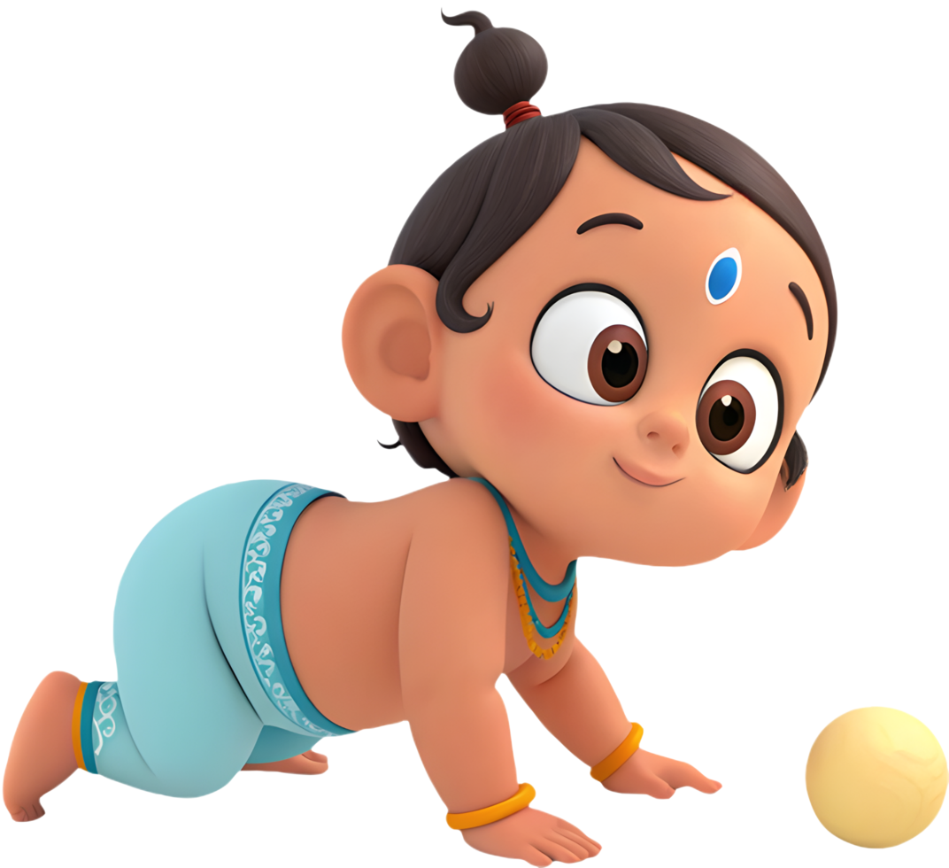Adorable Cartoon Krishna Clipart for Mythology Inspired Artwork. . png