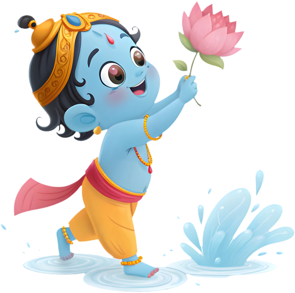 Krishna Cartoon Clipart for Devotional Art Design Creations. . png