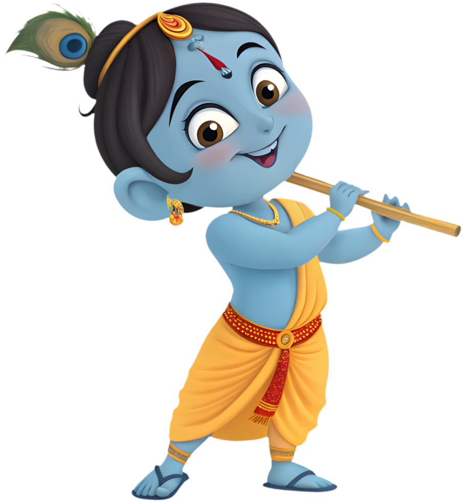 Cute Krishna Cartoon Art Perfect for Spiritual Designs. . png