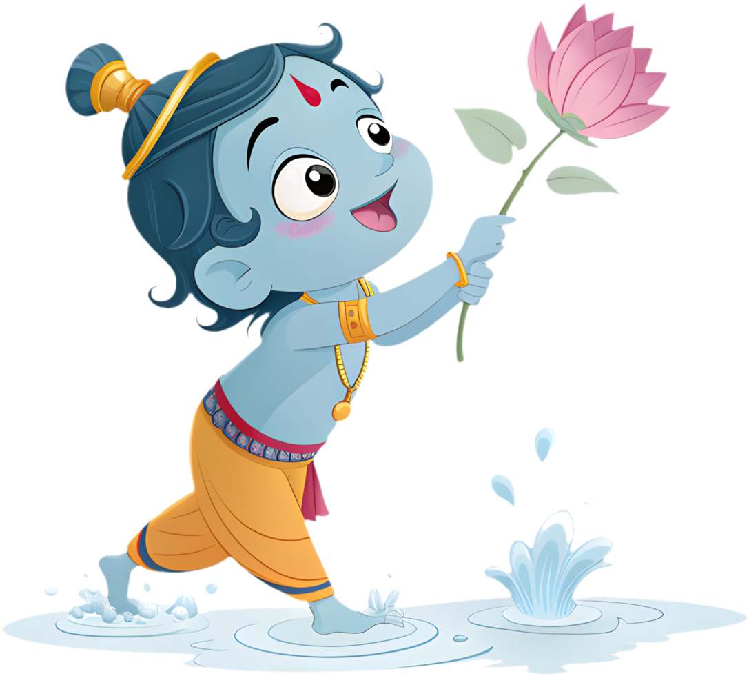 Krishna Cartoon Artwork for Spiritual Mythology Inspired Projects. . png