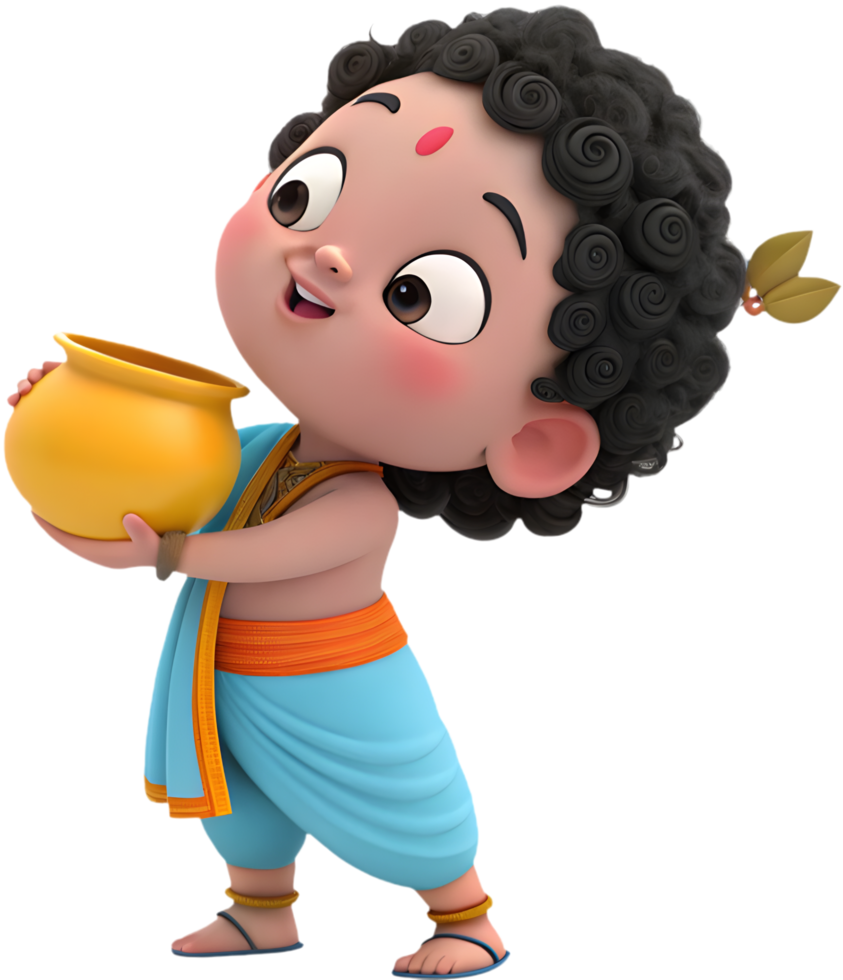 Krishna Cartoon Clipart for Spiritual Mythology Inspired Designs. . png