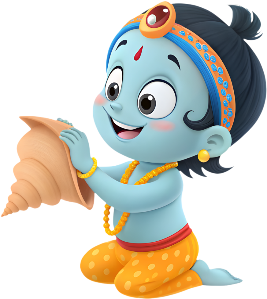 Playful Krishna Cartoon Clipart for Mythology Inspired Projects. . png