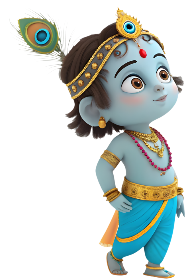 Krishna Cartoon Clipart for Cultural Mythology Inspired Creations. . png