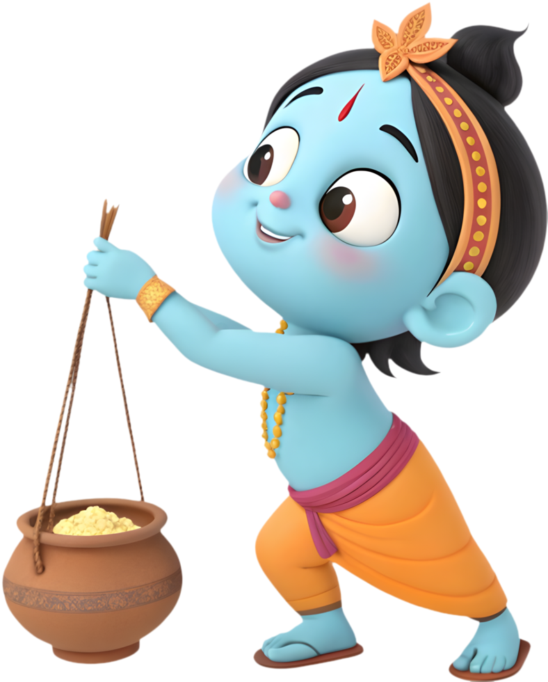 Krishna Cartoon Clipart Perfect for Spiritual Art Designs. . png
