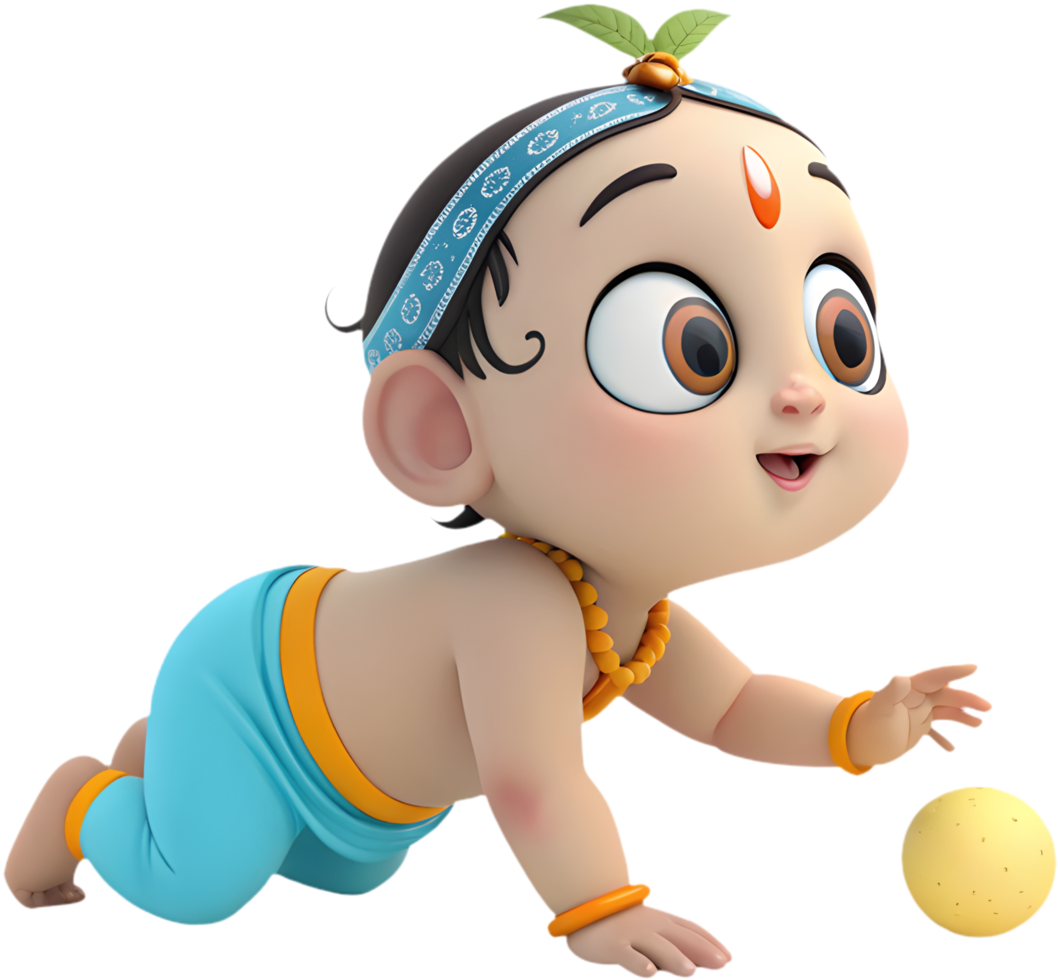 Beautiful Cartoon Krishna Illustration for Cultural Art Projects. . png