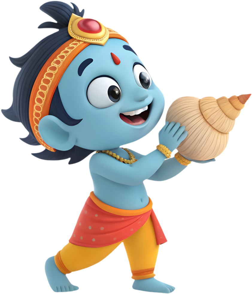 Krishna Cartoon Artwork for Devotional Art Project Ideas. . png