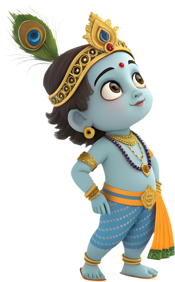 Beautiful Cartoon Krishna Artwork for Hindu Spiritual Projects. . png
