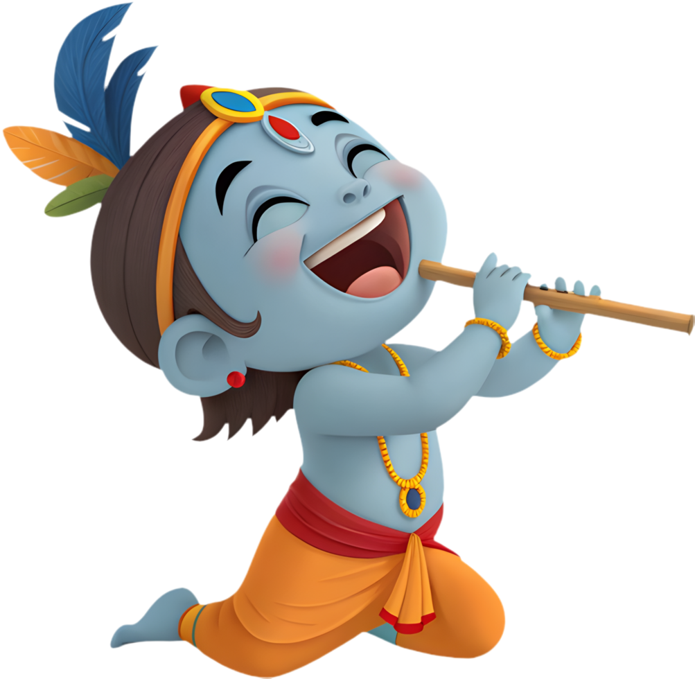Adorable Krishna Cartoon Clipart for Creative Devotional Projects. . png