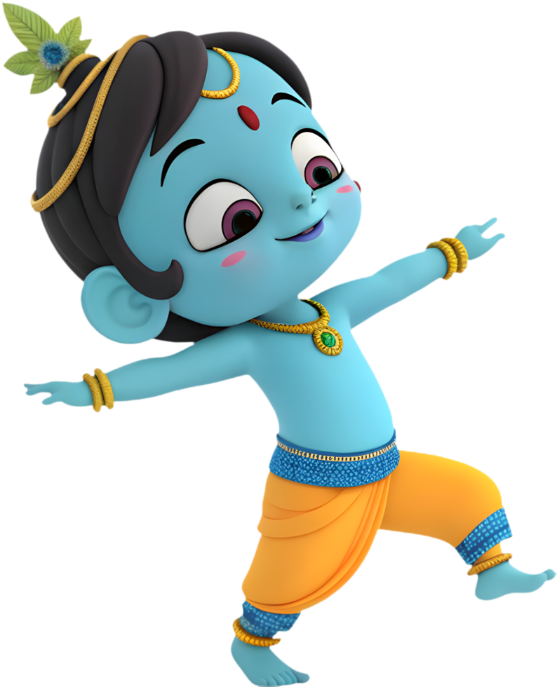 Krishna Cartoon Illustration for Spiritual Devotional Art Creations. . png