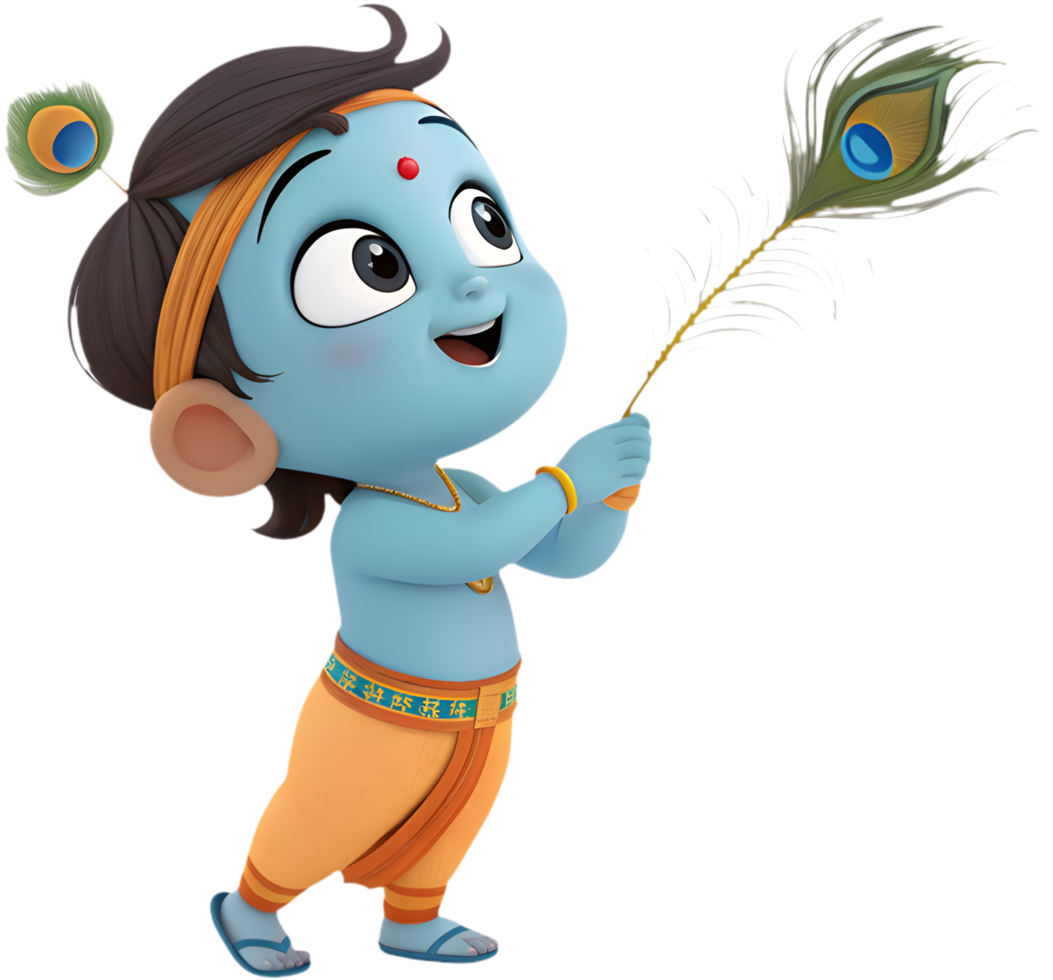 Playful Cartoon Krishna Clipart for Devotional Artwork Ideas. . png
