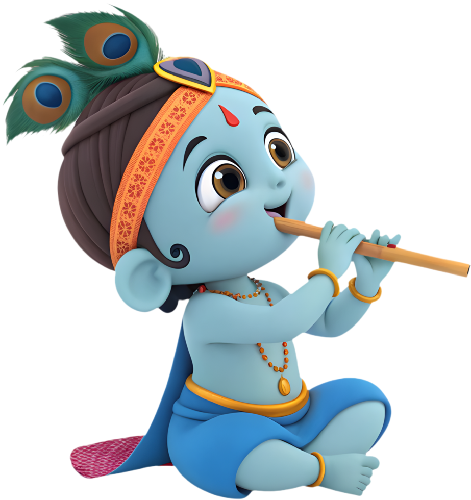Krishna Cartoon Illustration for Mythology Inspired Creative Designs. . png