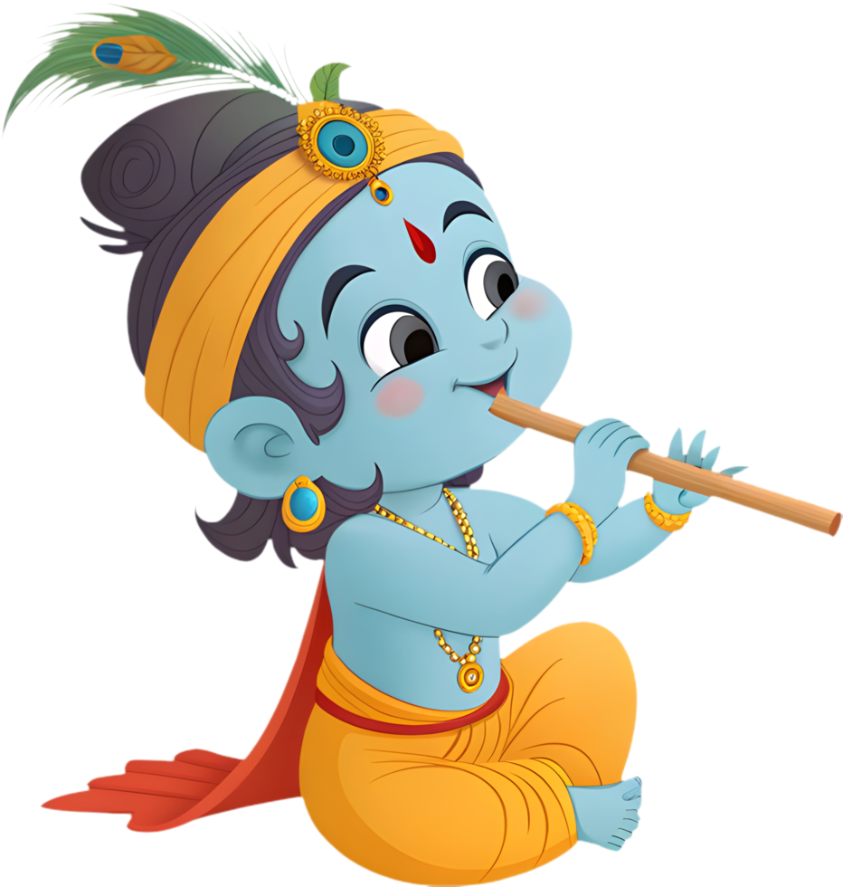 Cute Krishna Cartoon Clipart for Mythological Illustration Designs. . png