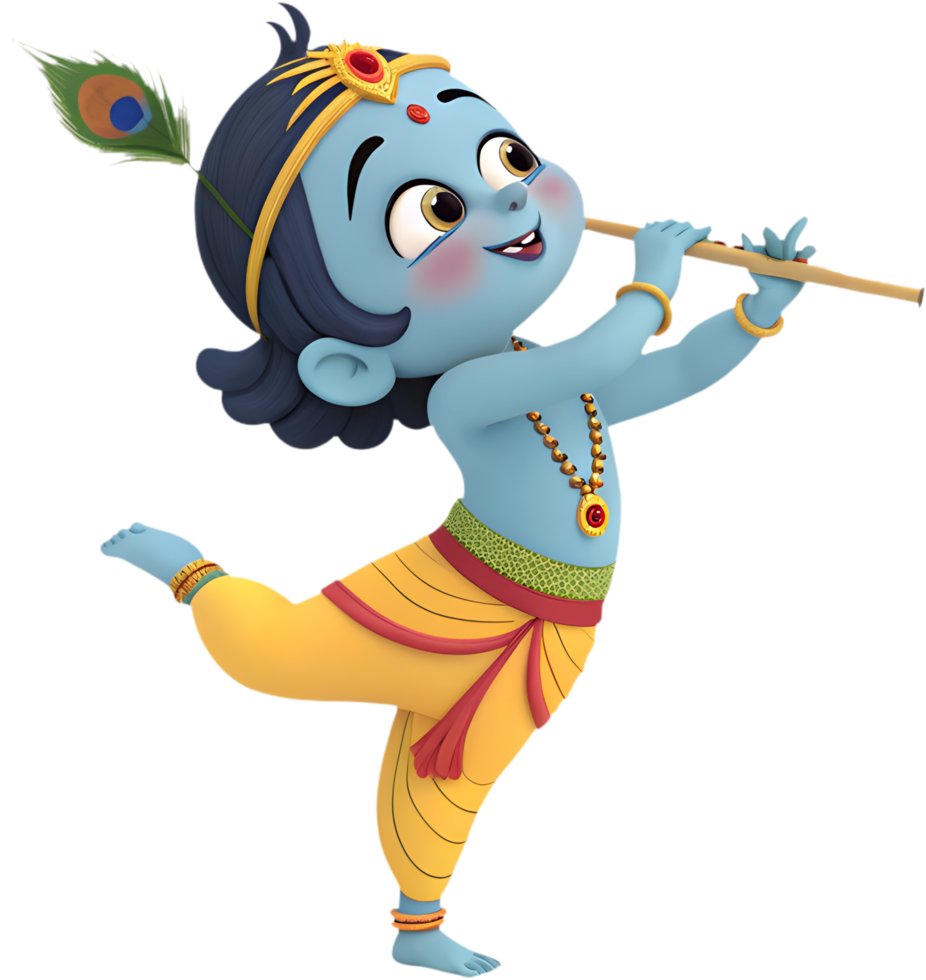 Charming Cartoon Krishna Artwork for Devotional Design Creations. . png