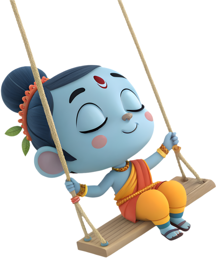 Charming Cartoon Krishna Artwork for Hindu Devotional Designs. . png