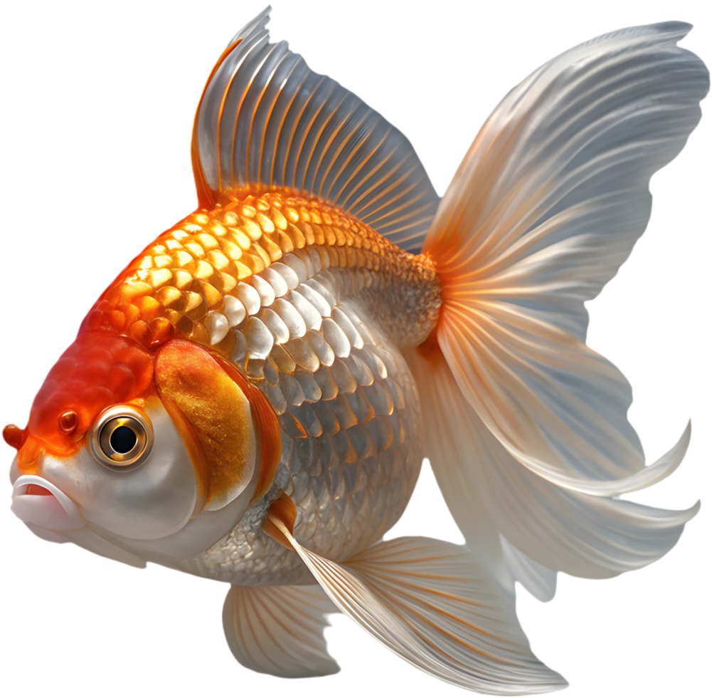 Beautiful Lionhead Goldfish Illustration for Tropical Aquarium Projects. . png