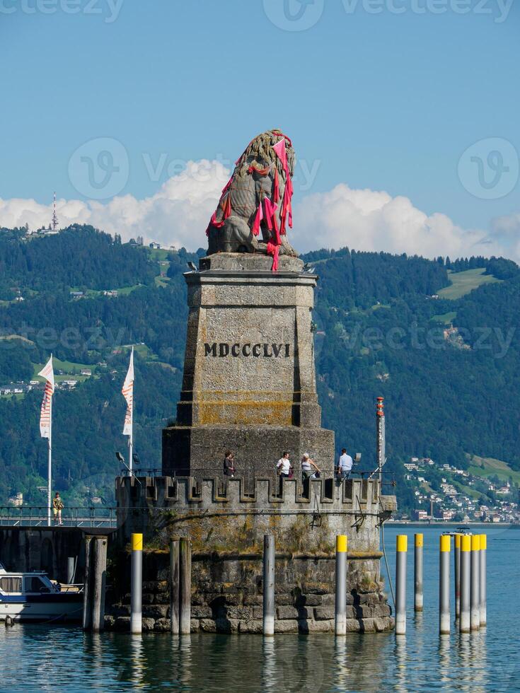 A statue of a lion at lindau photo