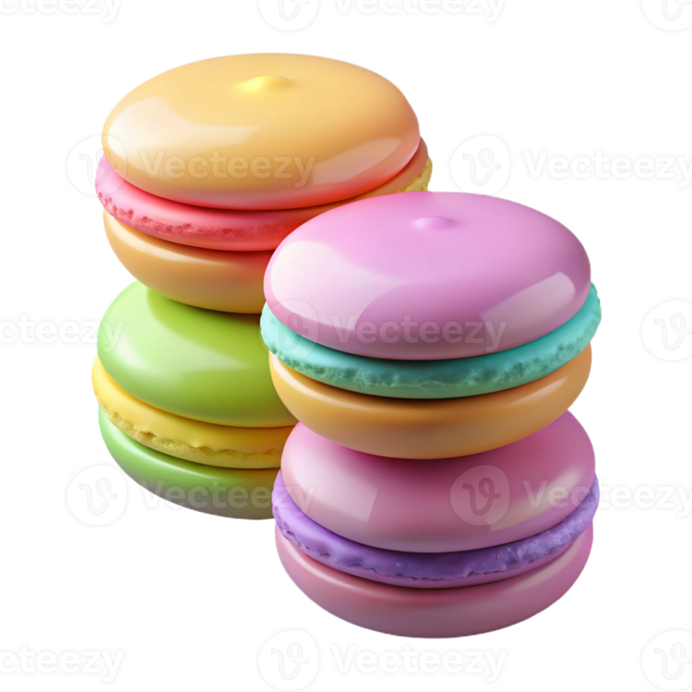Colorful Macarons 3D Illustration png