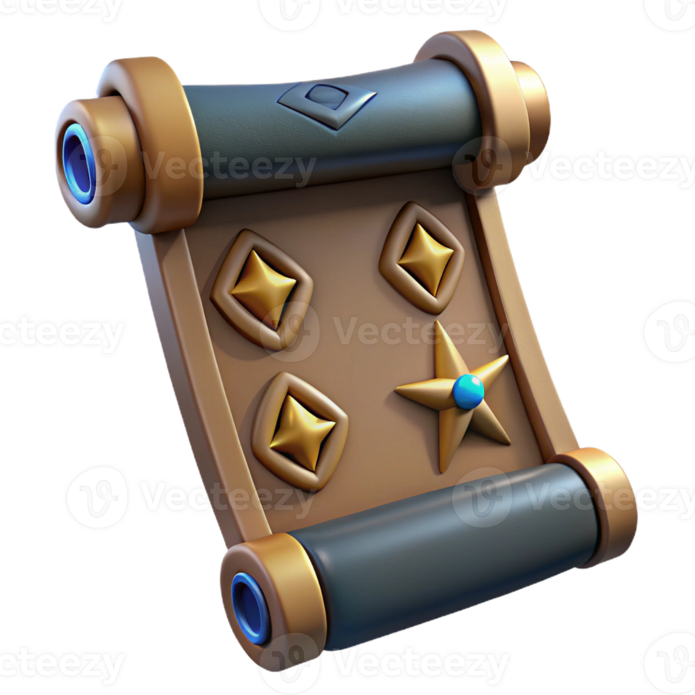 3D Render Magical Scroll Illustration png
